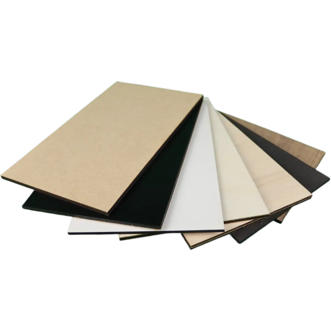 Lasermaterialen kiezen: hout, MDF, acrylaat, PET vilt en leer naast elkaar voor lasersnijden en graveren