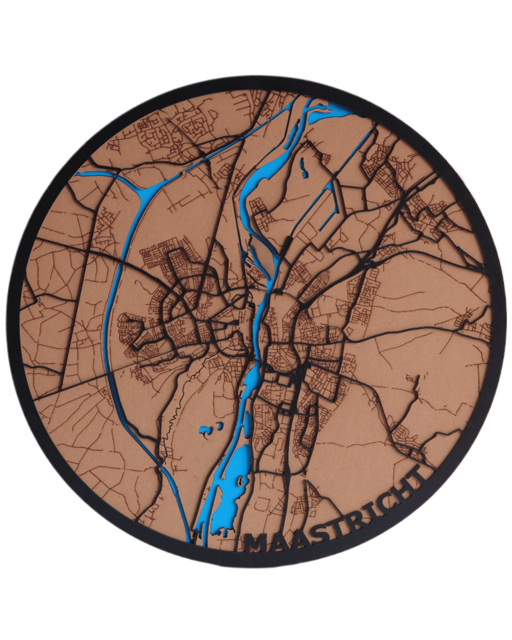 Houten Stadskaart – Model Rond – Stad naar keuze