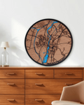 Houten stadskaart rond