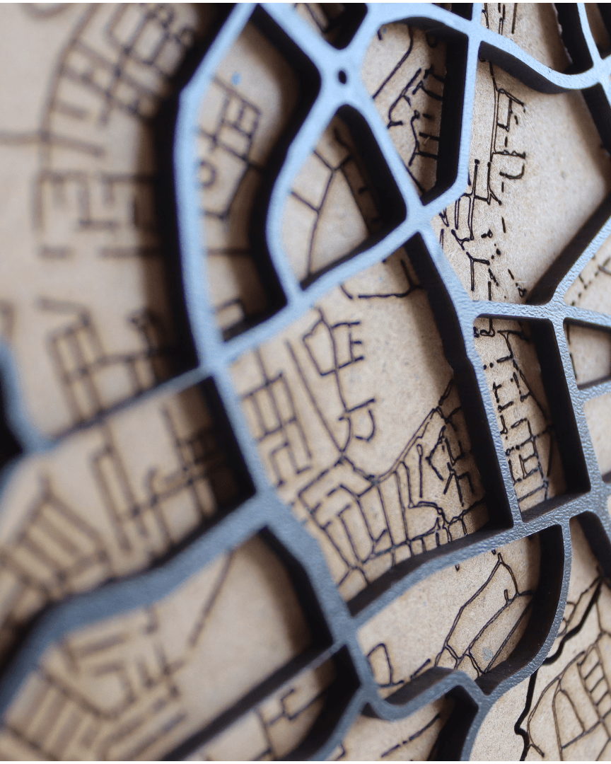 Houten Stadskaart – Model Rond – Stad naar keuze