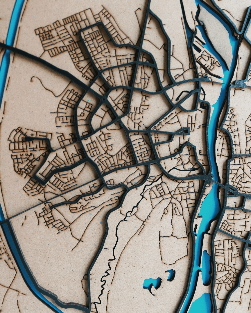 Houten Stadskaart – Model Rond – Stad naar keuze