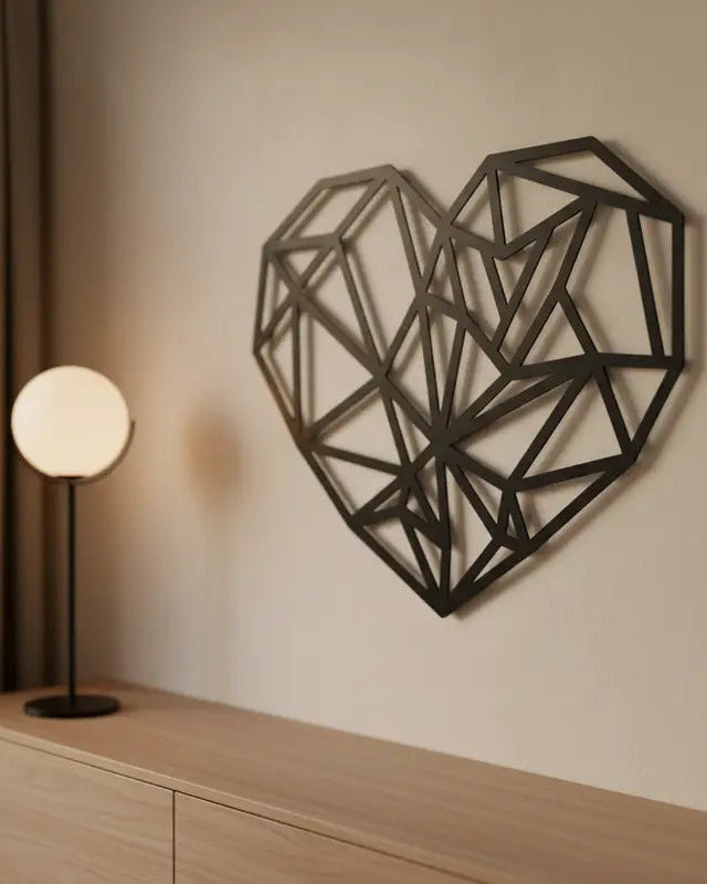 Geometrisch hart - houten wanddecoratie