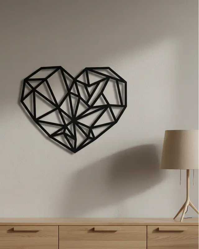 Geometrisch hart - houten wanddecoratie