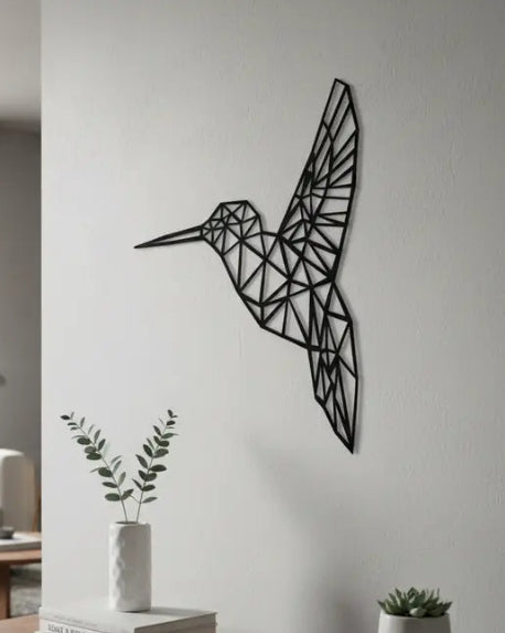 Geometrische Kolibrie – Houten Wanddecoratie