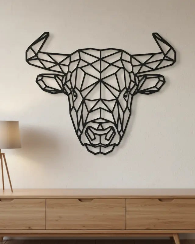 Geometrische stier - houten wanddecoratie
