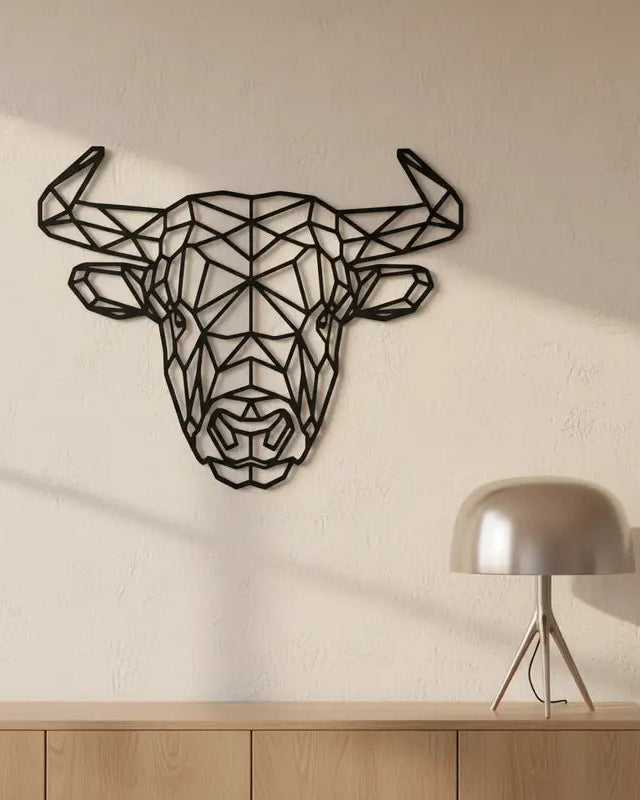 Geometrische stier - houten wanddecoratie