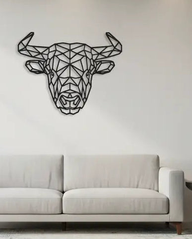 Geometrische stier - houten wanddecoratie