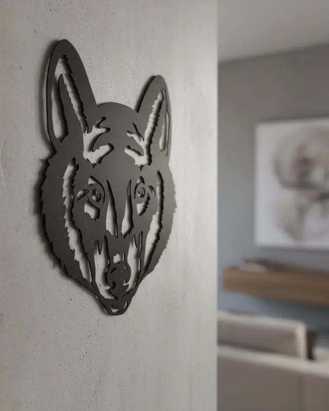 Geometrische wolf - houten wanddecoratie