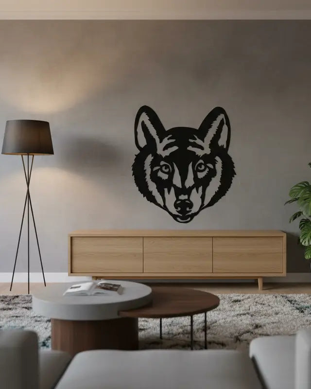 Geometrische wolf - houten wanddecoratie