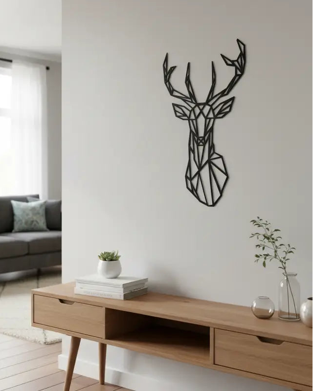 Geometrisch hert - houten wanddecoratie