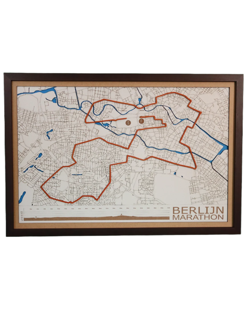 Houten marathonkaart - houten wanddecoratie