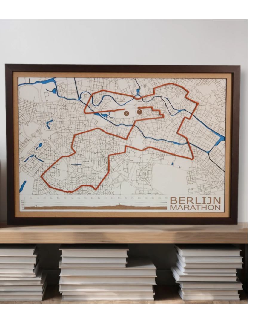 Houten marathonkaart - houten wanddecoratie