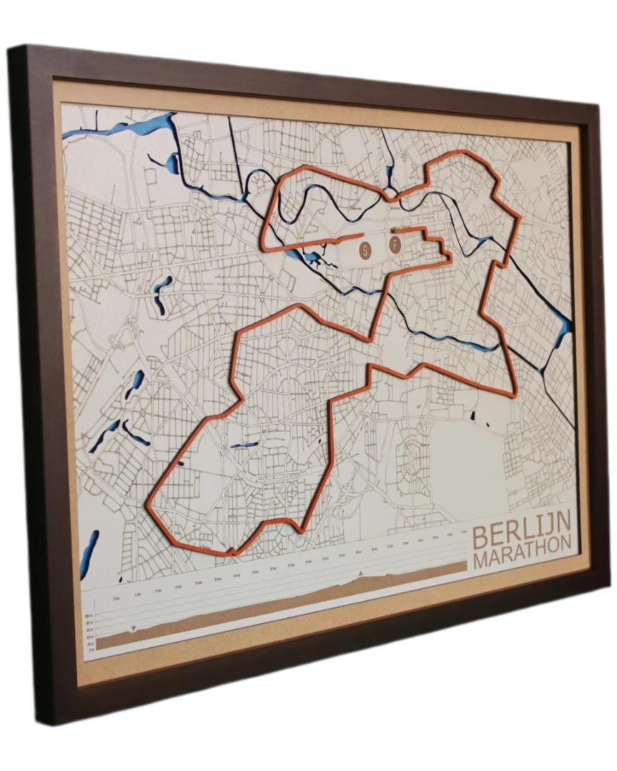 Houten marathonkaart - houten wanddecoratie