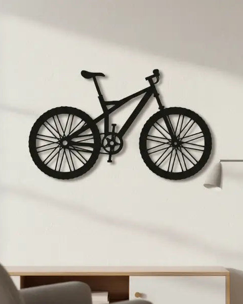 Geometrische mountainbike - houten wanddecoratie