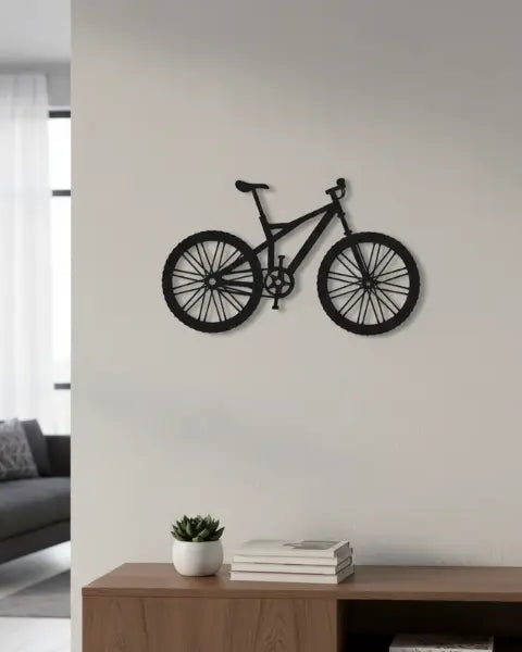 Geometrische mountainbike - houten wanddecoratie
