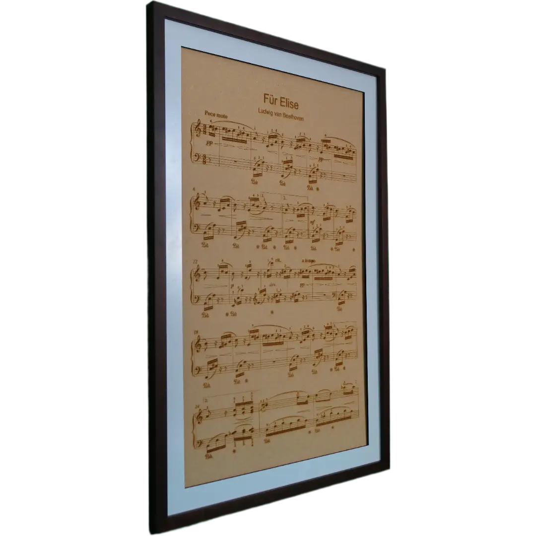 Bladmuziek op Hout – Gelaserde Notenbalk Wanddecoratie