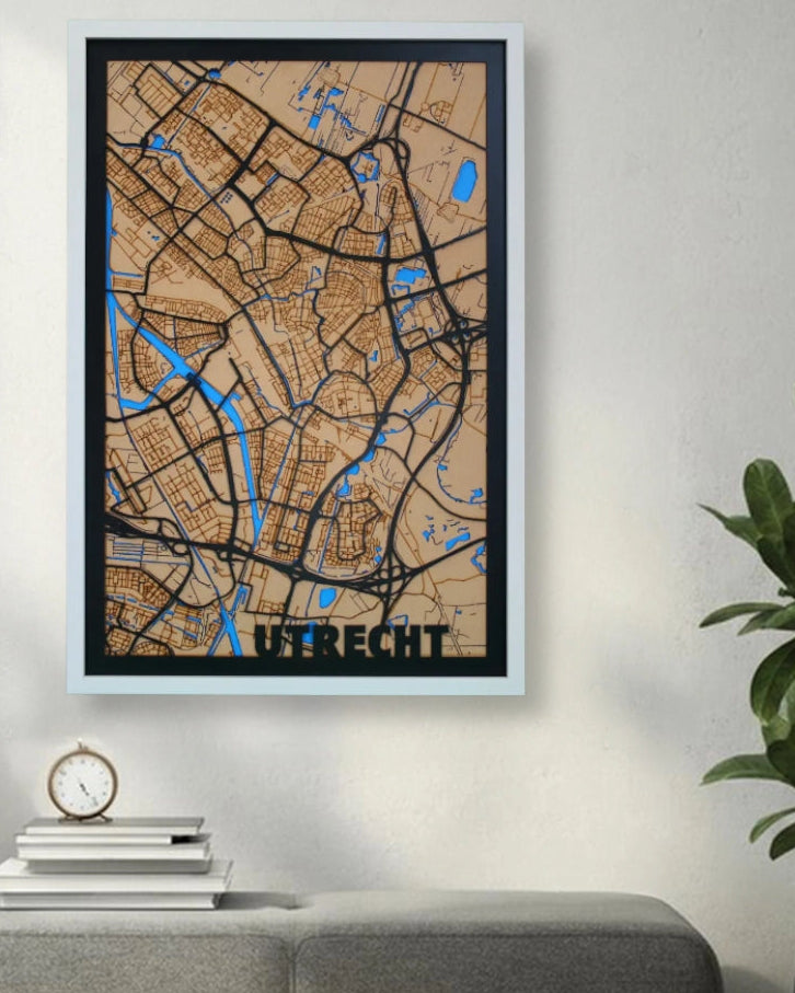 Houten stadskaart essentie