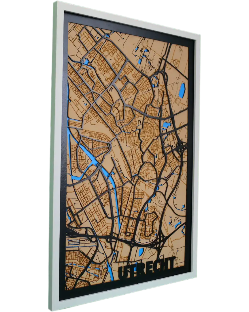 Houten Stadskaart – Model Essentie – Stad naar keuze