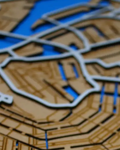 Houten Stadskaart – Model Hexagon – Stad naar keuze