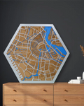 Houten stadskaart hexagon