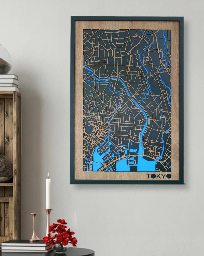 Houten stadskaart Luxe