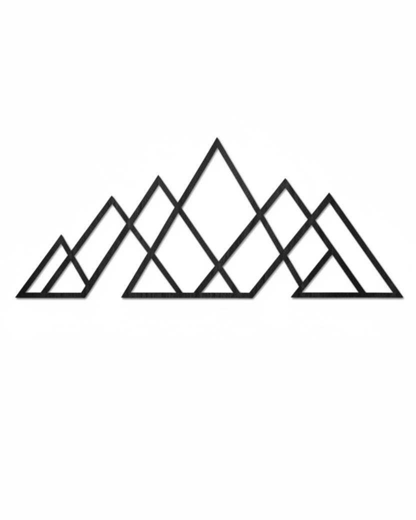 Geometrische bergen zwart op witte achtergrond, productfoto