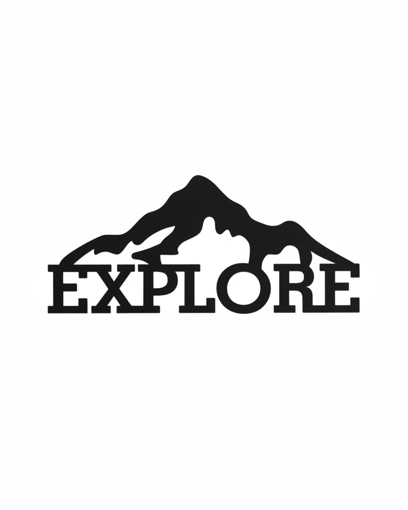 Explore wanddecoratie zwart op witte achtergrond, productfoto