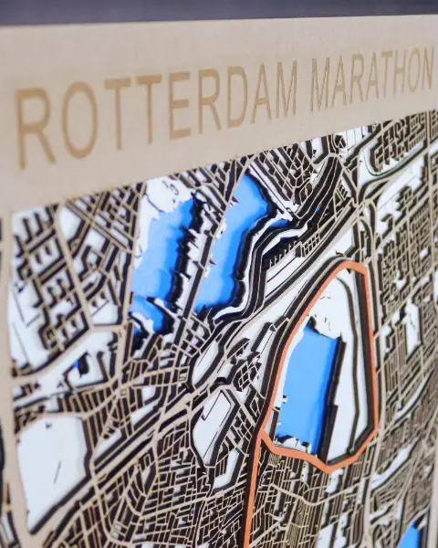 Marathonkaart - Houten wanddecoratie