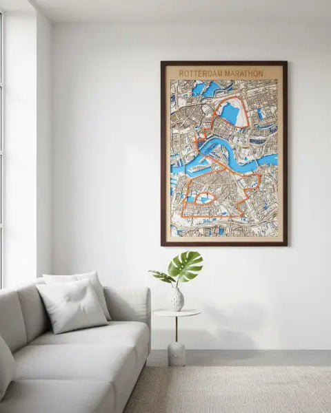 Marathonkaart - Houten wanddecoratie
