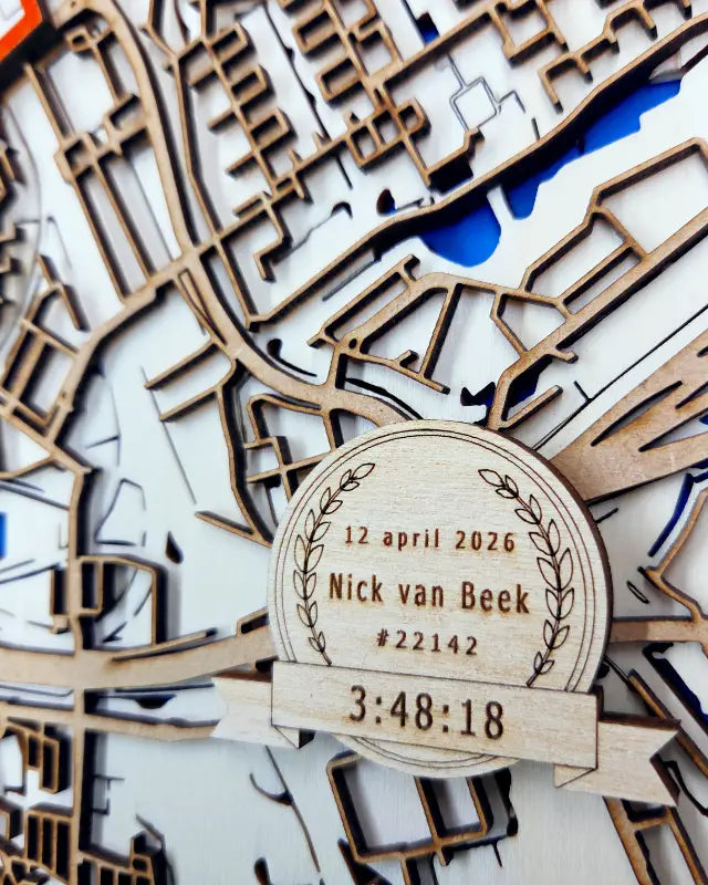 Marathonkaart - Houten wanddecoratie