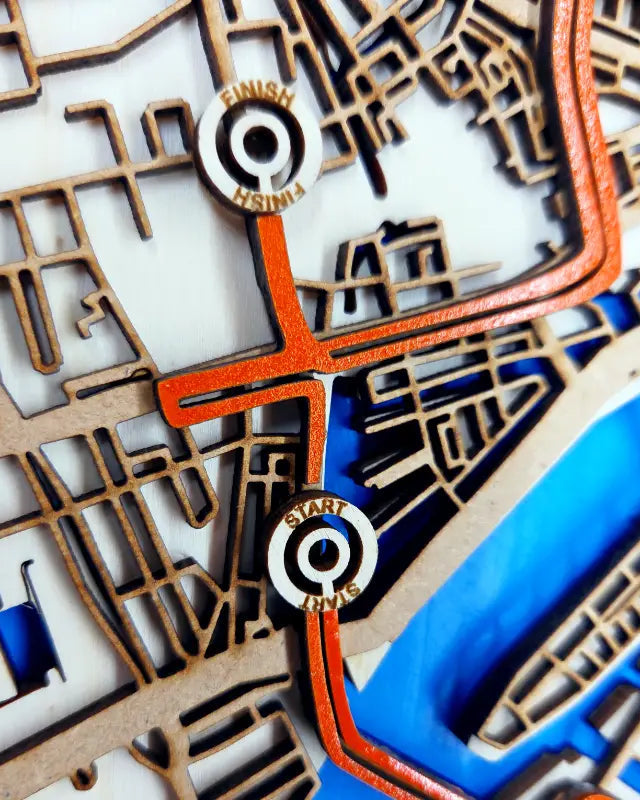 Marathonkaart - Houten wanddecoratie