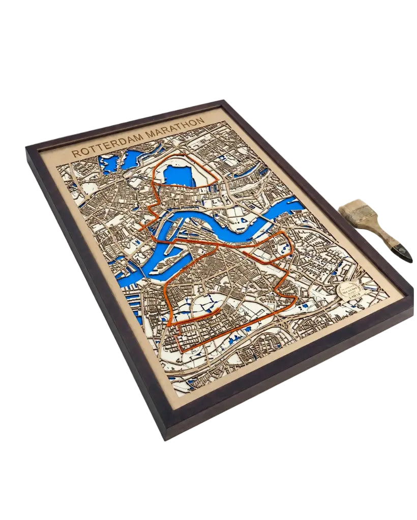 Marathonkaart - Houten wanddecoratie