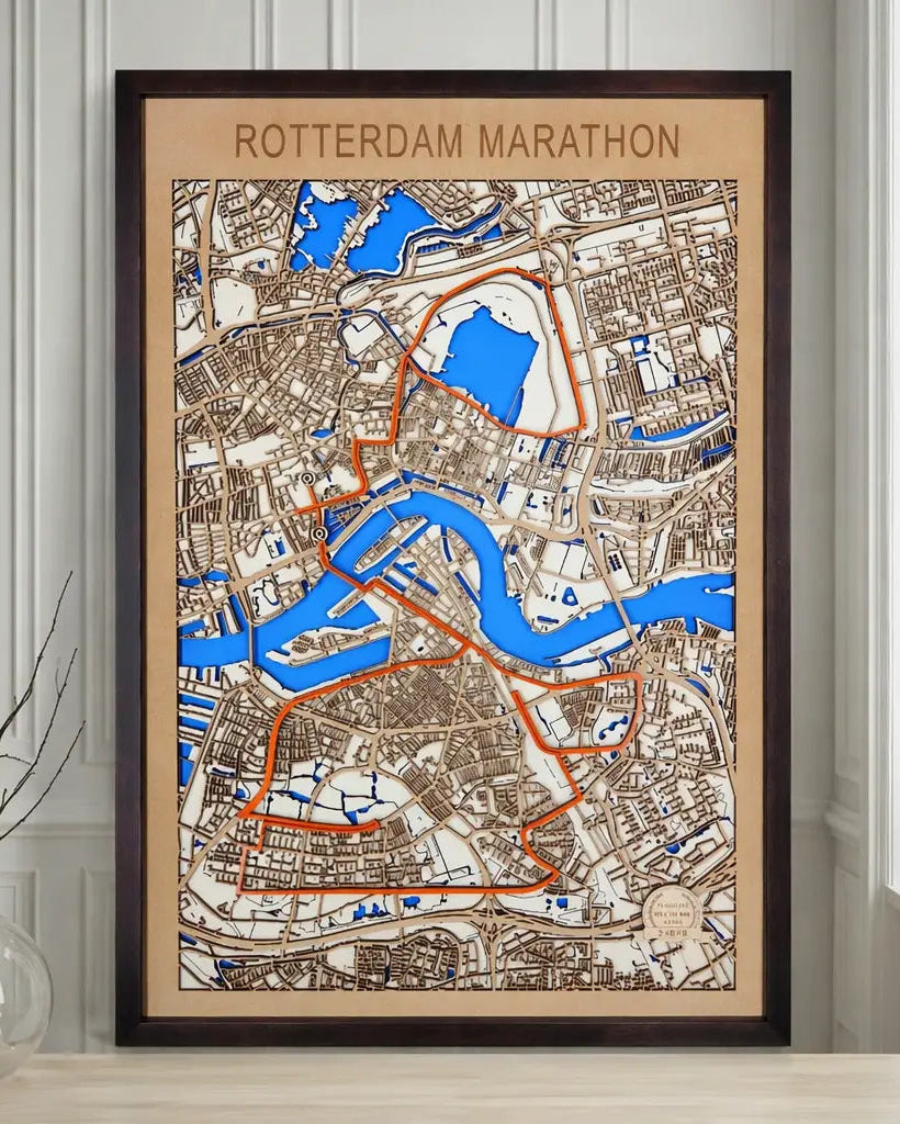 Marathonkaart - Houten wanddecoratie